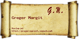 Greger Margit névjegykártya